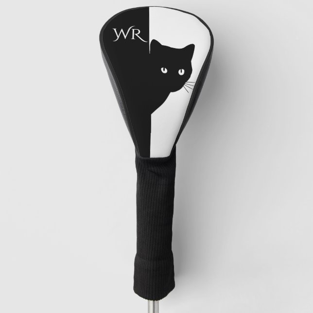 Sly Black Cat Initial Golf Head Cover (Front)
