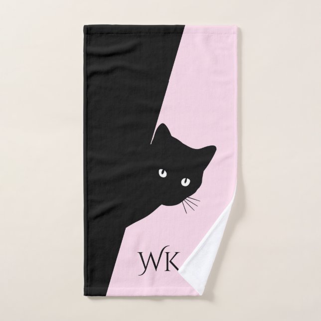 Sly Black Cat Monogram Bath Towel Set (Hand Towel)