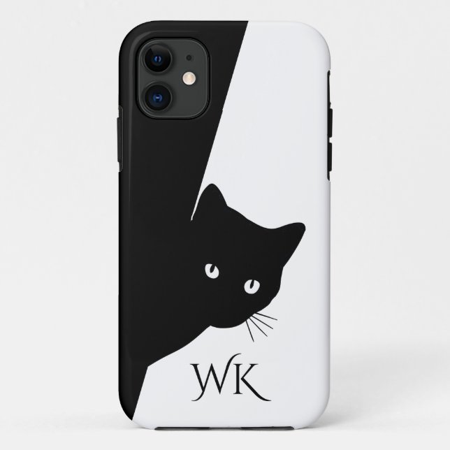Sly Black Cat Monogram Case-Mate iPhone Case (Back)