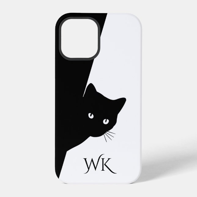 Sly Black Cat Monogram iPhone Case (Back)