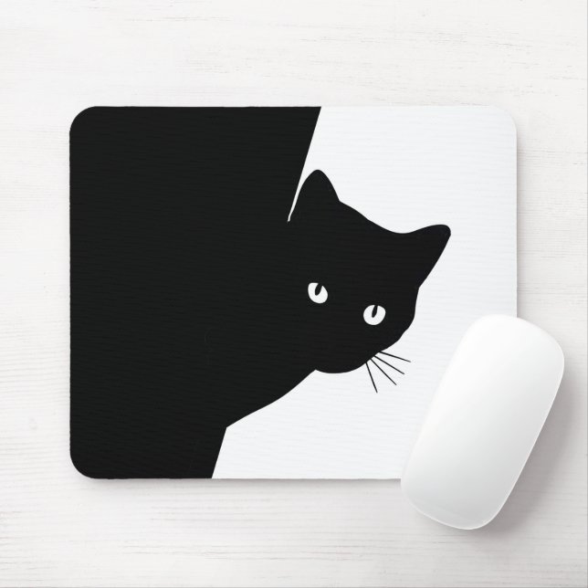 Sly Black Cat Mouse Pad (With Mouse)