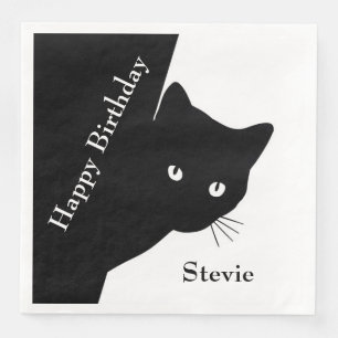 Sly Black Cat Napkin