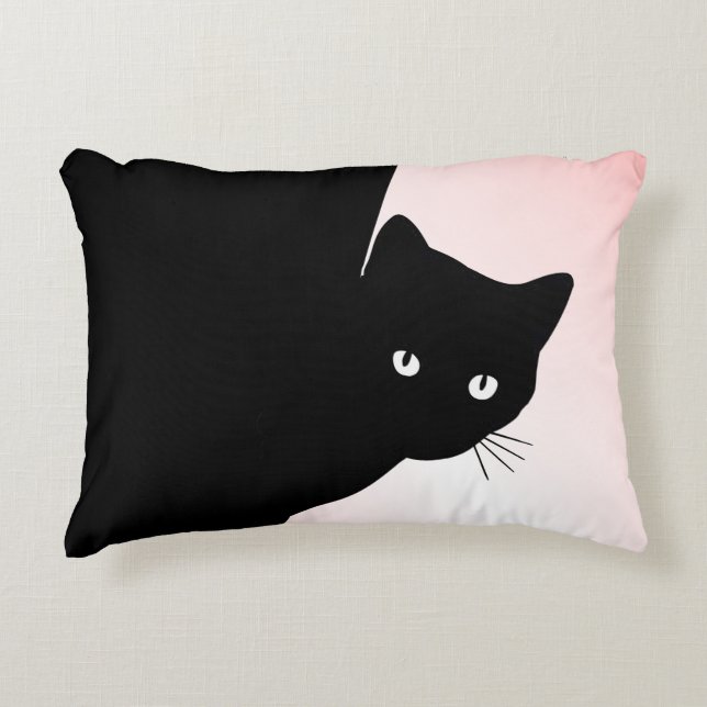 Sly Black Cat Pink Accent Pillow (Front)