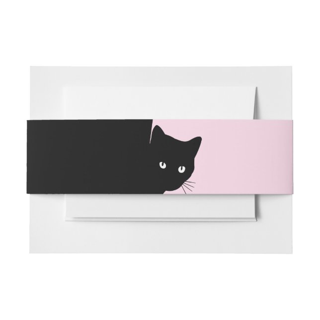 Sly Black Cat Pink Invitation Belly Band (Front Example)