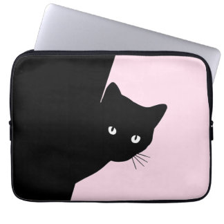 Sly Black Cat Pink Laptop Sleeve