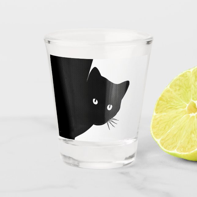 Sly Black Cat Shot Glass (Front)