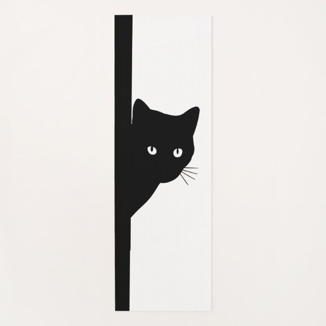 Sly Black Cat Yoga Mat (Front)