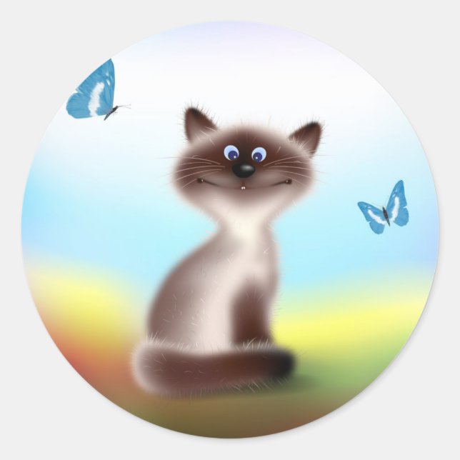 Sly Cat Classic Round Sticker (Front)