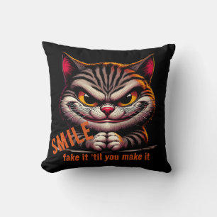 Sly Cat Throw Pillow