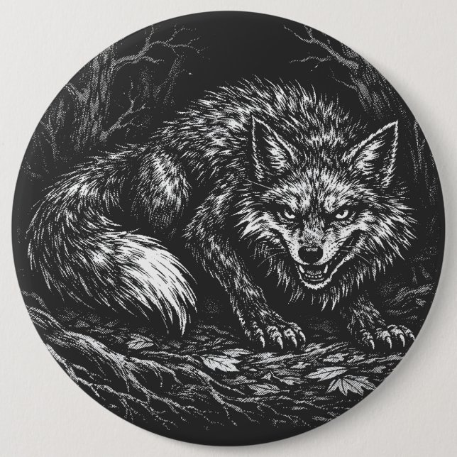 Sly Forest Fox — by BurnsInHell 6 Inch Round Button (Front)