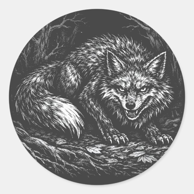 Sly Forest Fox — by BurnsInHell Classic Round Sticker (Front)