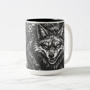 Sly Forest Fox — by BurnsInHell Two-Tone Coffee Mug