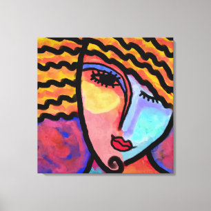 Sly Grin Abstract Digital Painting of a Woman Canvas Print