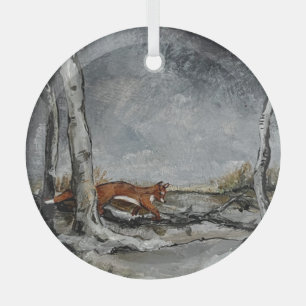 Sly in the Snow Glass Ornament