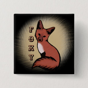Sly Red Foxy Fox 2 Inch Square Button