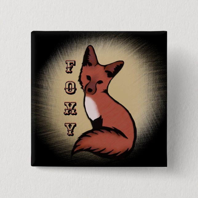 Sly Red Foxy Fox 2 Inch Square Button (Front)