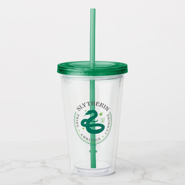 SLYTHERIN™ Green Snake House Pride Badge Acrylic Tumbler (Front)