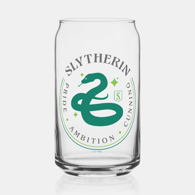 SLYTHERIN™ Green Snake House Pride Badge Can Glass (Front)