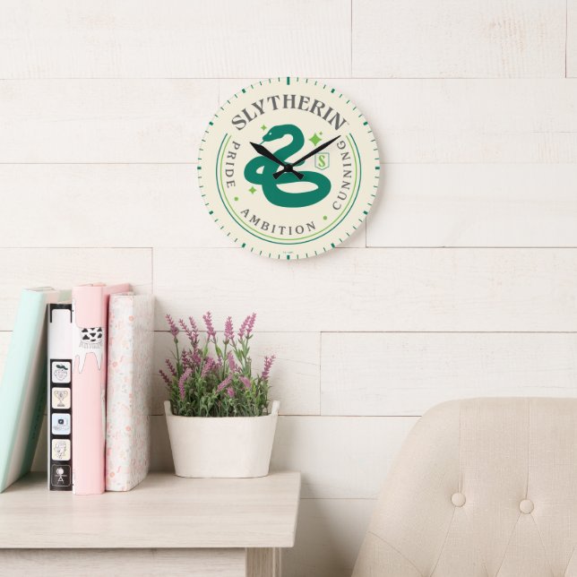 SLYTHERIN™ Green Snake House Pride Badge Large Clock (Reading Room)