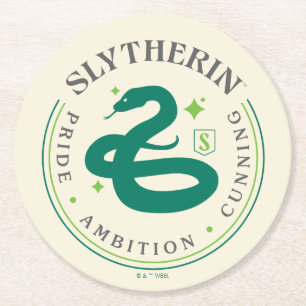 SLYTHERIN™ Green Snake House Pride Badge Round Paper Coaster