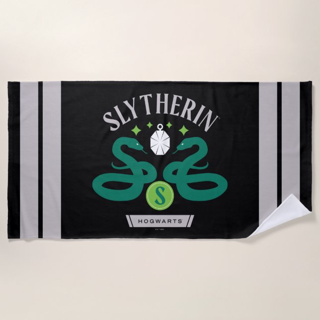 SLYTHERIN™ House Double Snake Locket Graphic Beach Towel (Front)