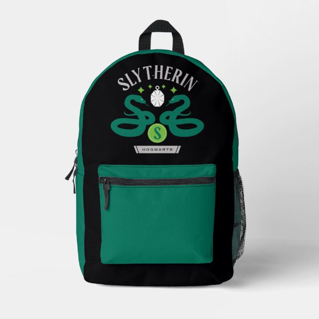 SLYTHERIN™ House Double Snake Locket Graphic Printed Backpack (Front)
