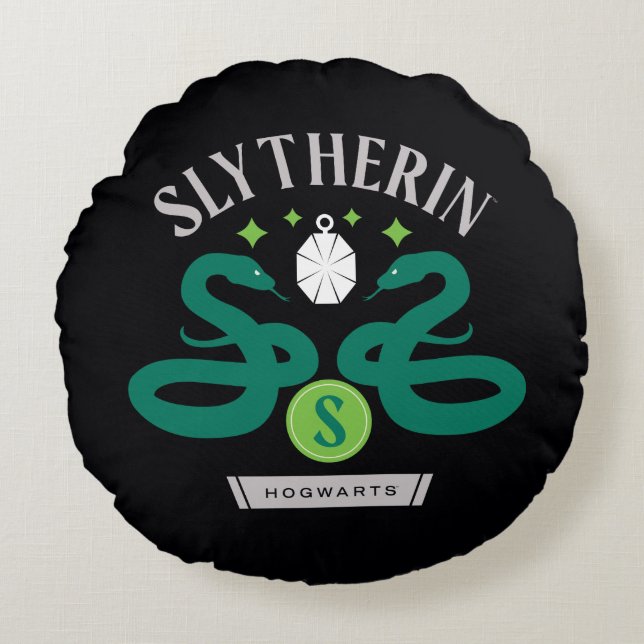 SLYTHERIN™ House Double Snake Locket Graphic Round Pillow (Front)