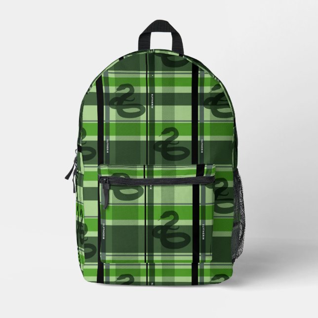 SLYTHERIN™ Tartan Plaid Pattern Printed Backpack (Front)