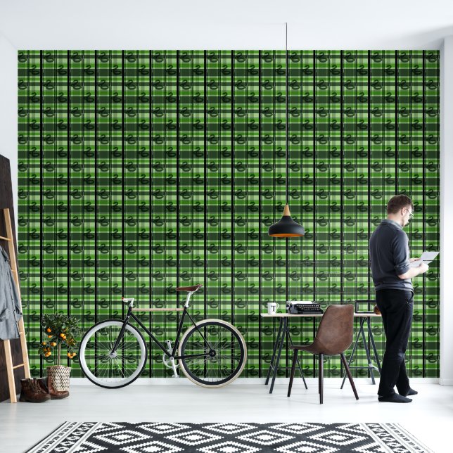 SLYTHERIN™ Tartan Plaid Pattern Wallpaper (Living Room)