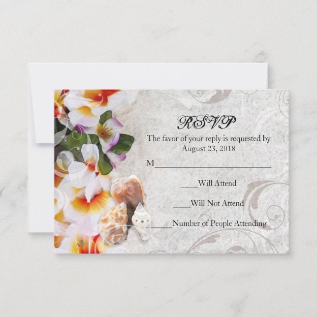 Sm Plumeria Orchid Lei à Sand Beach Wedding RSVP (Devant)