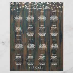 SMALL 16 Table Rustic Wood Lace SEATING CHART