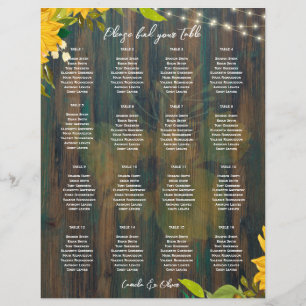 SMALL 16 Table Rustic Wood Lights SEATING CHART