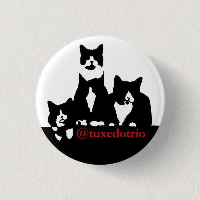 Small 1 1/4" TuxedoTrio Button (Front)