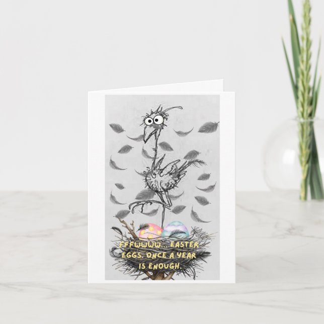 Small, 4" x 5.6"Folded Funny Easter Card (Front)