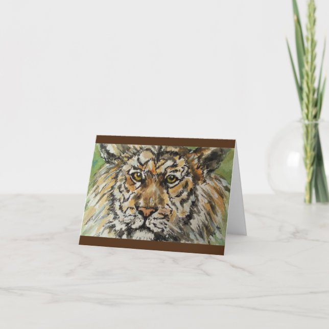 Small, 4" x 5.6" Folded Tiger Greeting Card (Front)