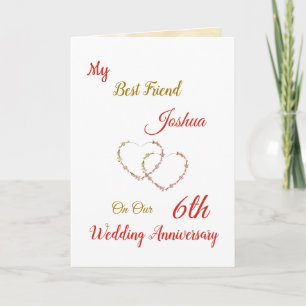 Small 6th Anniversary design greeting Card