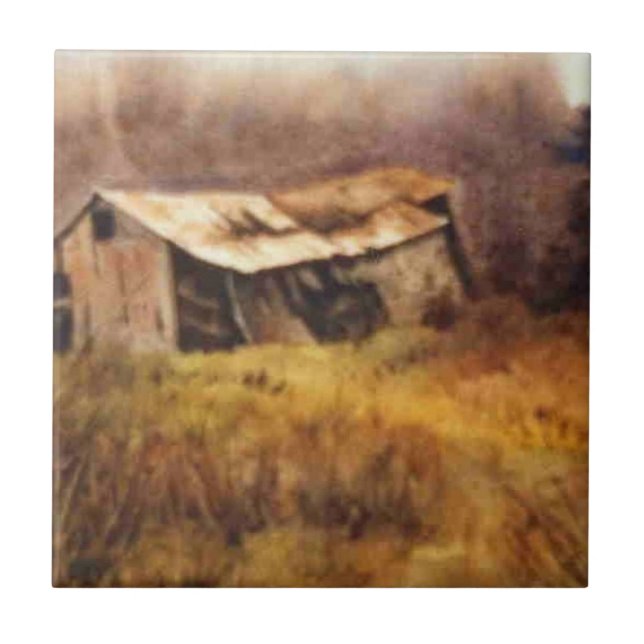 Small abandoned shed in autumn field tile (Front)