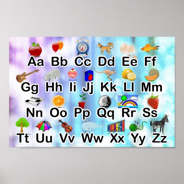 Small ABC Alphabet Poster with Elementary Graphics (Front)