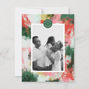 Small Abstract Cheer Christmas Holiday Photo Card