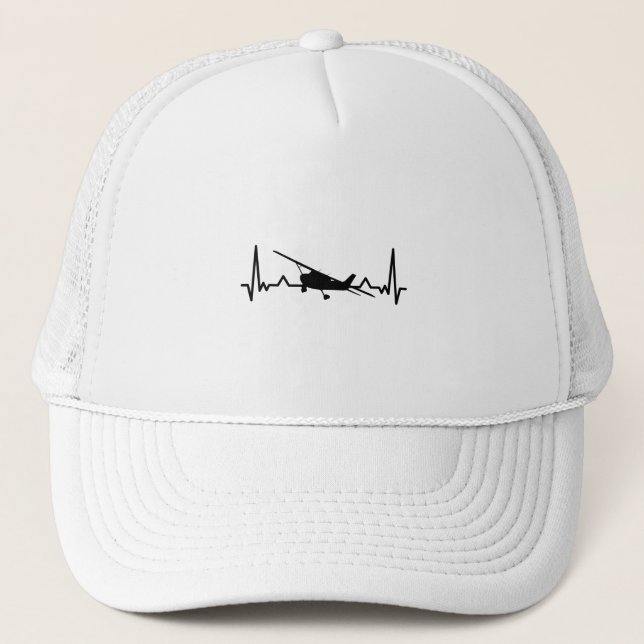 Small Airplane Heartbeat Aircraft Pilot Gifts Trucker Hat (Front)