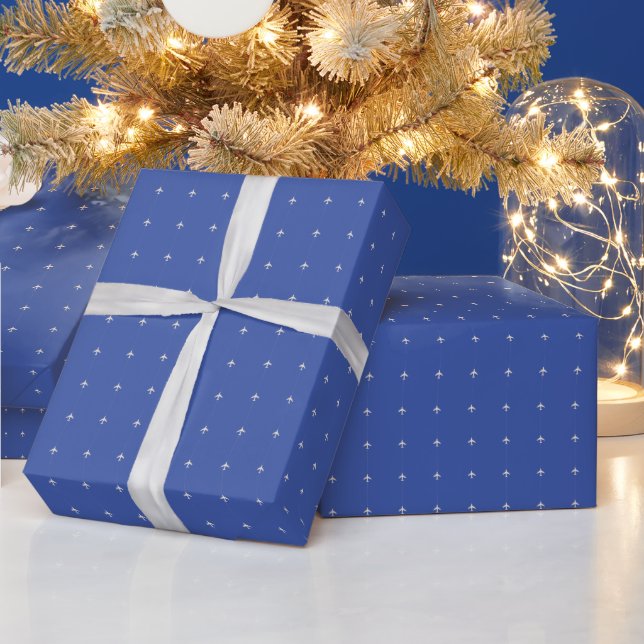 Small Airplanes on Blue Wrapping Paper (Holidays)