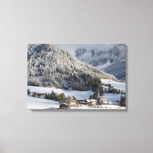 Small alpine village in the snow canvas