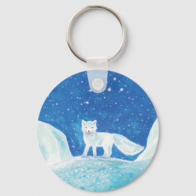 Small Arctic Fox (Vulpes lagopus) Illustration    Keychain (Front)