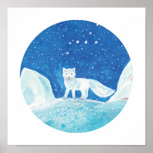 Small Arctic Fox (Vulpes lagopus) Illustration   Poster