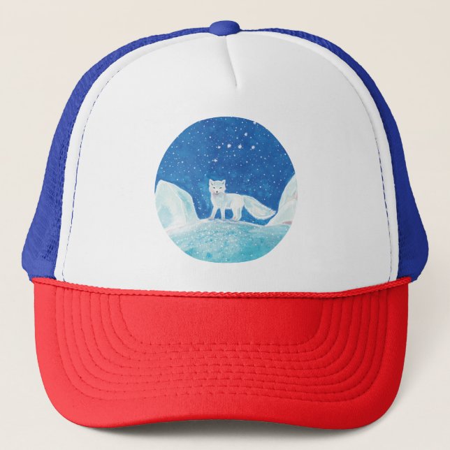 Small Arctic Fox (Vulpes lagopus) Illustration    Trucker Hat (Front)