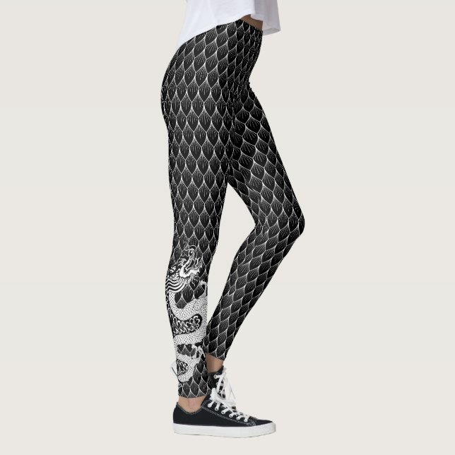 Small B&W Dragon Leggings (Right)