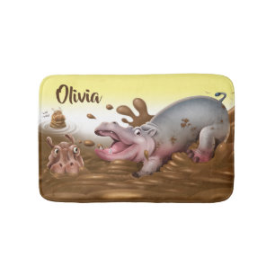 Small bath mat Muddy Hippos