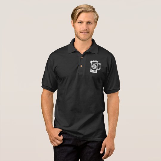 Small Beer Mug Front - Large White Logo on Back Polo Shirt