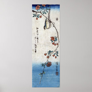 Small Bird on Cherry Blossom Branch, Hiroshige Poster