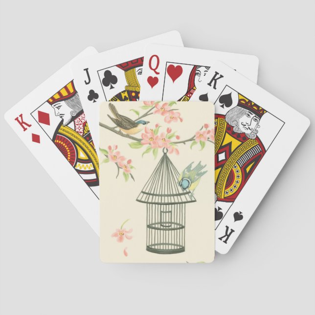 Small Birds Perched on a Branch and on a Birdcage Playing Cards (Back)